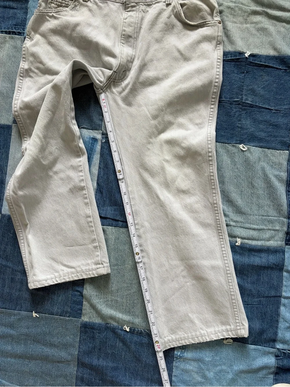 1990 Vintage Levis 557 For Cowboys Jeans Light Gray Denim Cropped 34x24.5